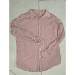 Murano Baird McNutt Linen Button Down Shirt Pink‎  Slim Fit Size Large